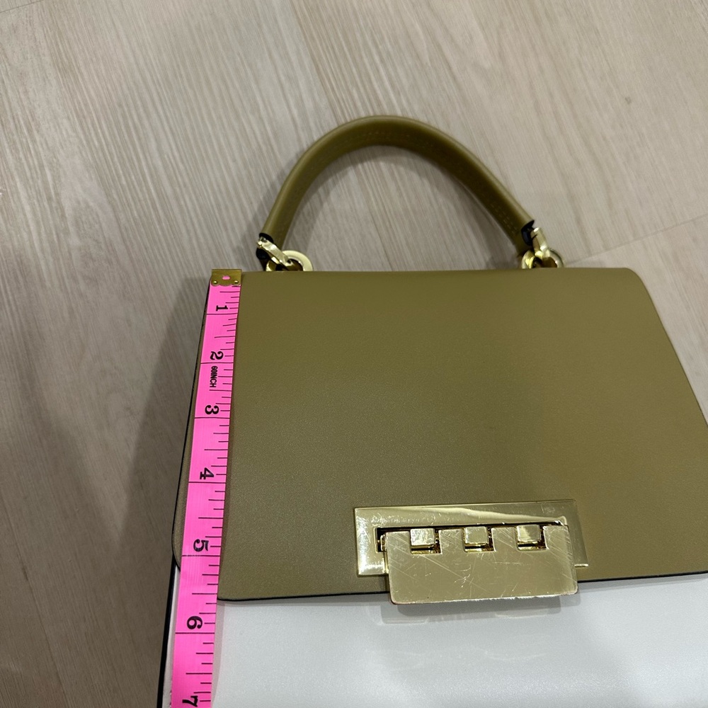 Zac Zac Posen Olive Green and Cream Handle Shoulder Bag - Picture 12 of 13